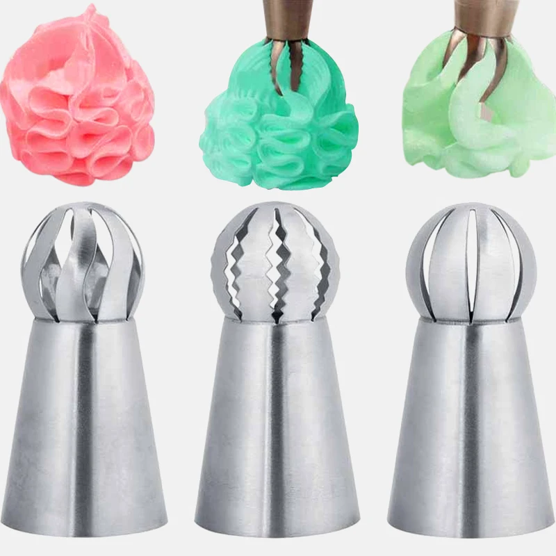 1/3 PCS Торт Нержавеющая сталь Сфера Форма насадка Трубопроводы Крем подсказки