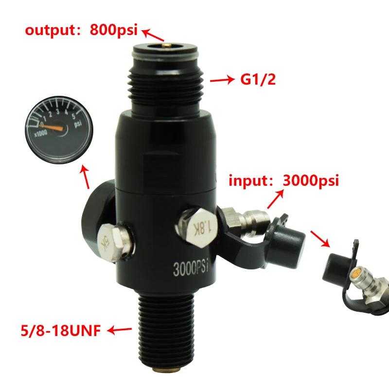Резьба 5/8-18UNF 3000psi цилиндр для пейнтбола регулятор бака из давления 800psi 1200psi