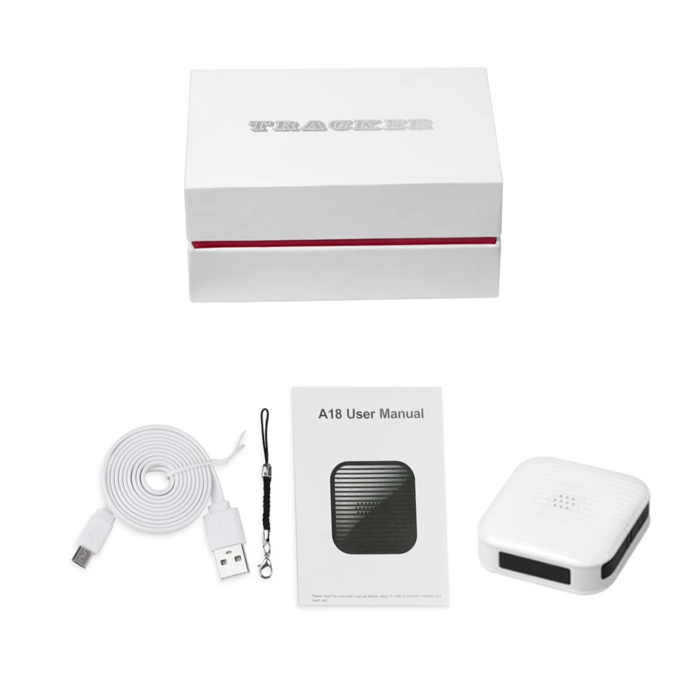 white with box A18 gps миниатюрное устройство отслеживания носимых локатор трекер для домашних животных детей пожилых поддерживает gps LBS Отслеживание с Google maps gps-сигнализация - Цвет: white with box