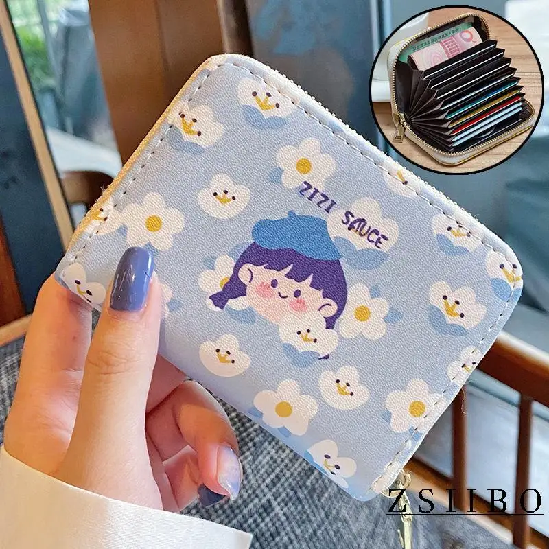 

Japanese fashion kawaii Couples PU bag Harajuku cartoon short wallet Y2k zip up women handbag ins large-capacity famale card bag