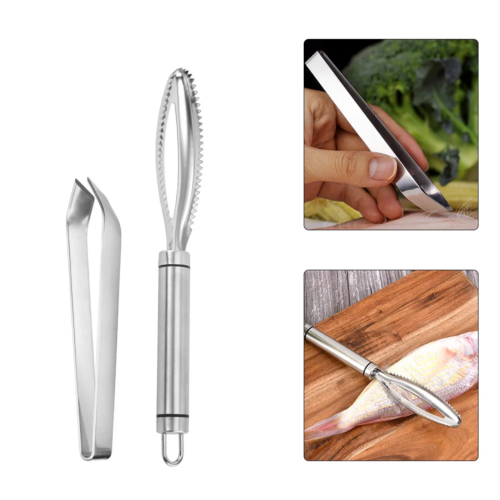 

2x Kitchen Tools Fish Clean Scales Fast Remove Fish Skin Brush Stainless Steel Fish Scales Graters Scraper Kitchen Cooking Tools