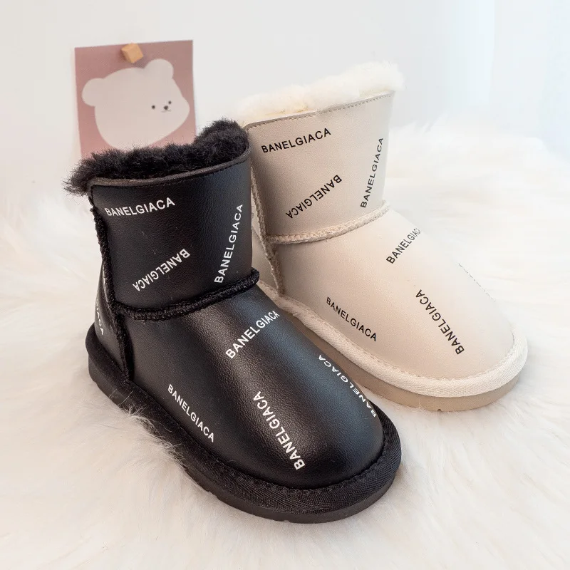 

Children's Snow Boots for Boys and Girls 2021 Winter New Letter Awrm and Cute Kids Shoes Thicken Girls Boots