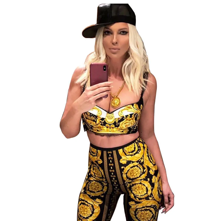 2019 Летнее спортивное нижнее белье для занятий йогой с цифровым принтом женская