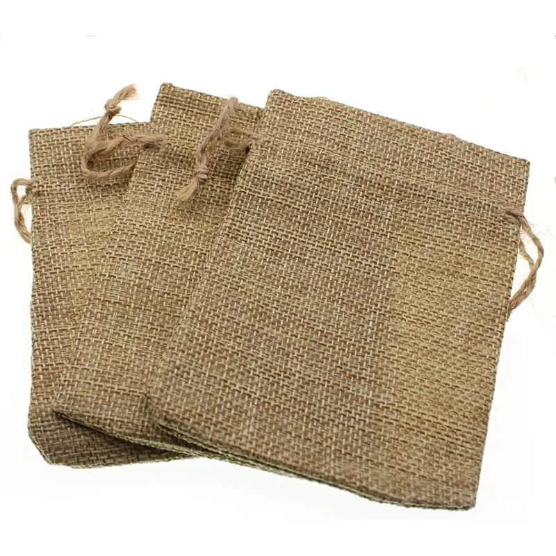 10 шт./лот Мешковина Джутовая сумка на шнурке для ювелирных изделий Мешочки