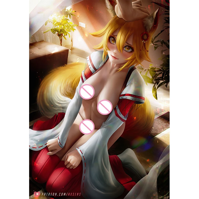 

Cartoon Japanese Sexy Fox Girl Maid Canvas Painting Print Anime Video Game Comics Art Poster Wall Decoration Picture for Bedroom