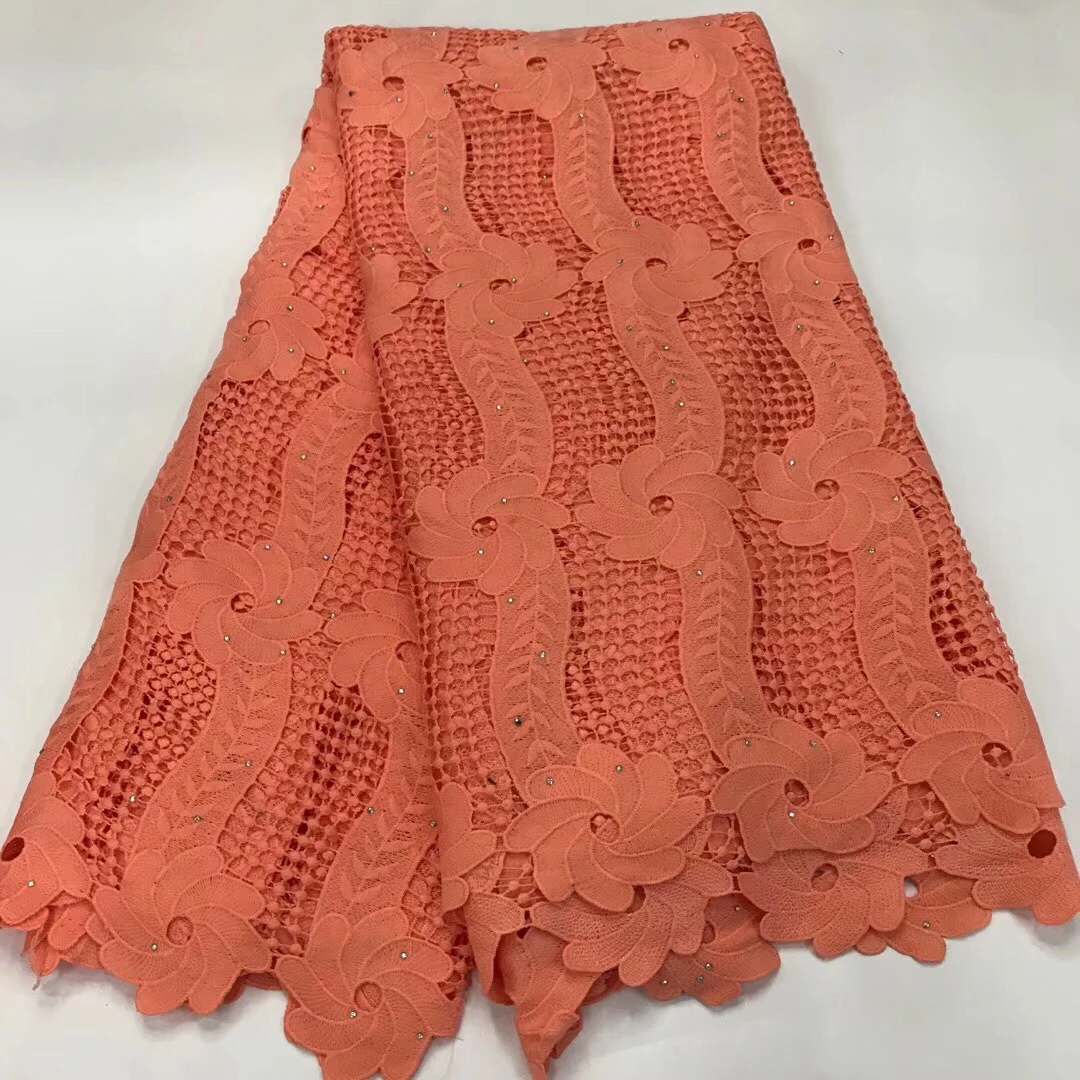 

2020 Swiss voile lace African Fabric Orange Nigerian French Lace Fabric High Quality Nigerian Tulle cord Lace Fabric LR20210