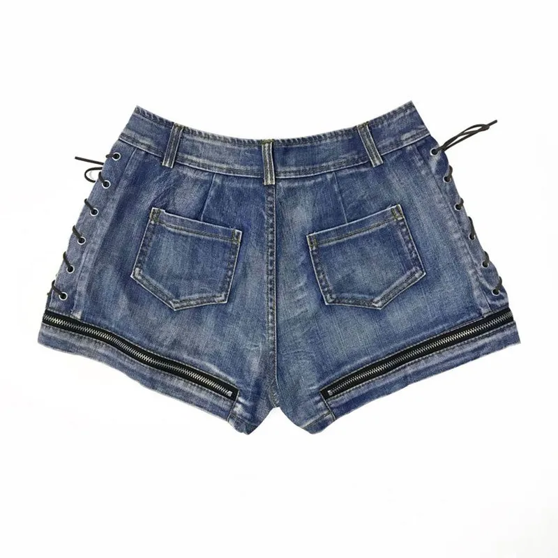 

High waist women denim shorts zipper bandage hot jeans sexy fashion woman shorts 2020 casual clothing spodenki damskie