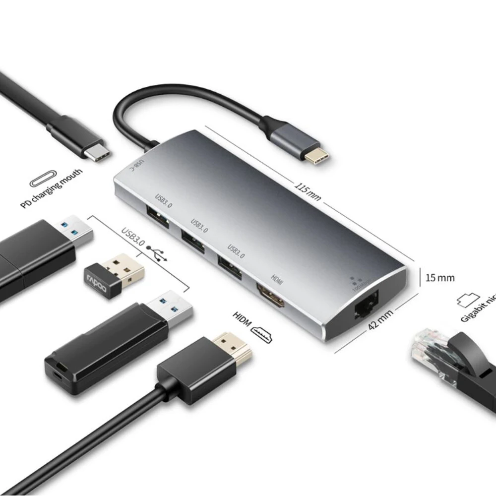 Адаптер для нескольких портов USB Type C HDMI 4K VGA Rj45 | Электроника