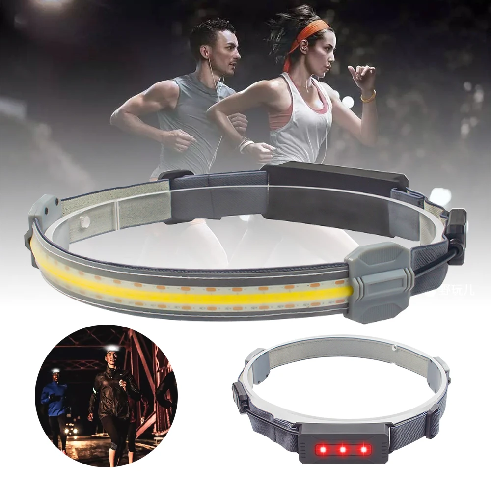 Головной фонарь с COB матрицей легкий Водонепроницаемый светодиодный светильник