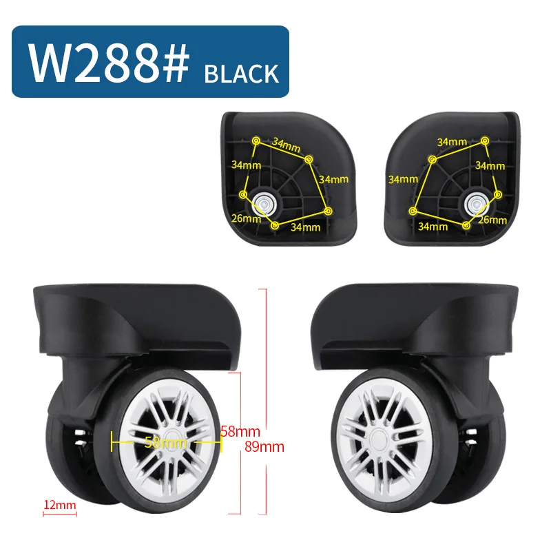 Black Portable Password Box Trolley Caster Repair Parts Divided Into Left and Right Lever Suitcase Trolley Casters Wheels Parts