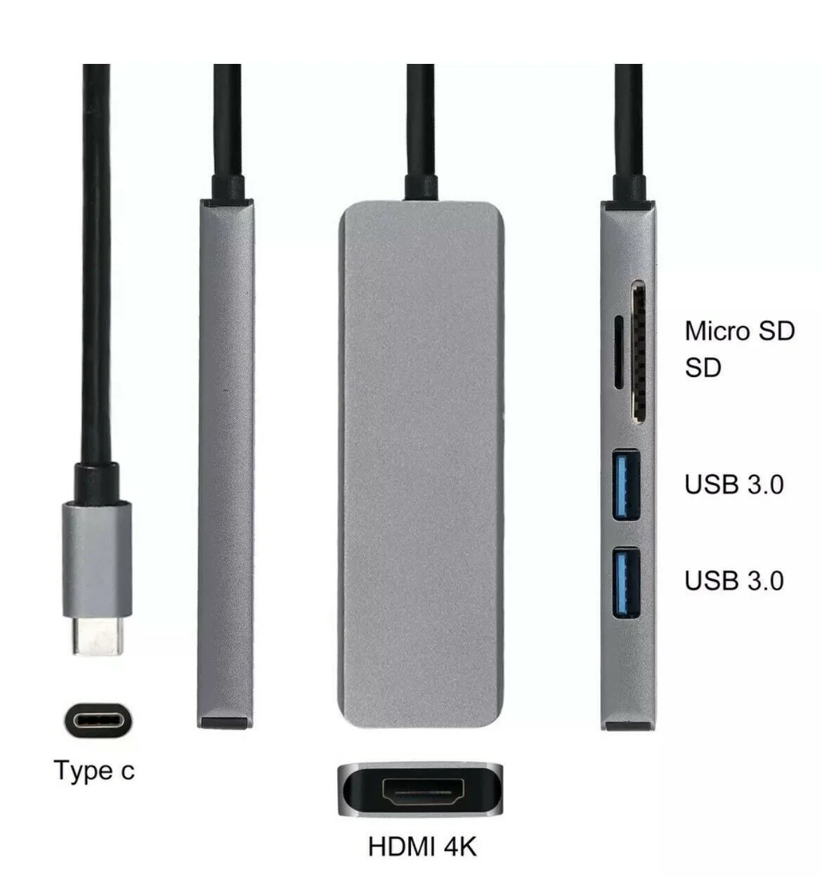 5in1 Type C USB Hub Adapter 3.0 ports Card Reader 4K HDMI For MacBook Pro | Laptop Docking Stations