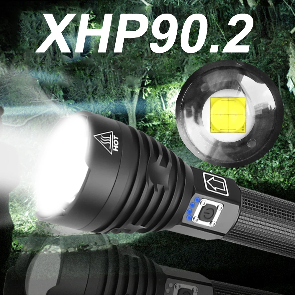 Яркий самый мощный светодиодный фонарик XHP90.2 XHP90 тактический фонарь