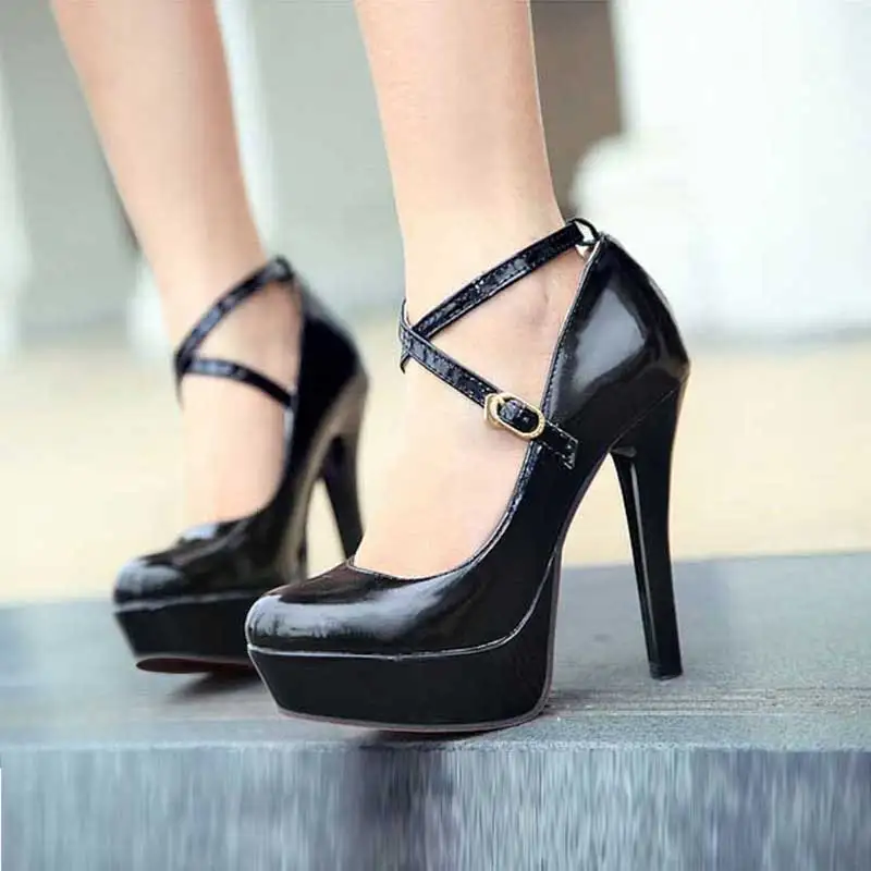 

New Spring Women's Shoes Fashion Sexy High Heels Shoes Women Platform Pumps Cross Ankle Strap Thin Heel Ladies Work Shoe XKD3007