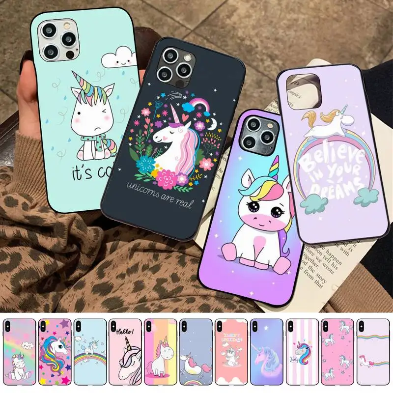 

Yinuoda Cute Unicorn Horse Phone Case for iPhone 11 12 13 mini pro XS MAX 8 7 6 6S Plus X 5S SE 2020 XR case