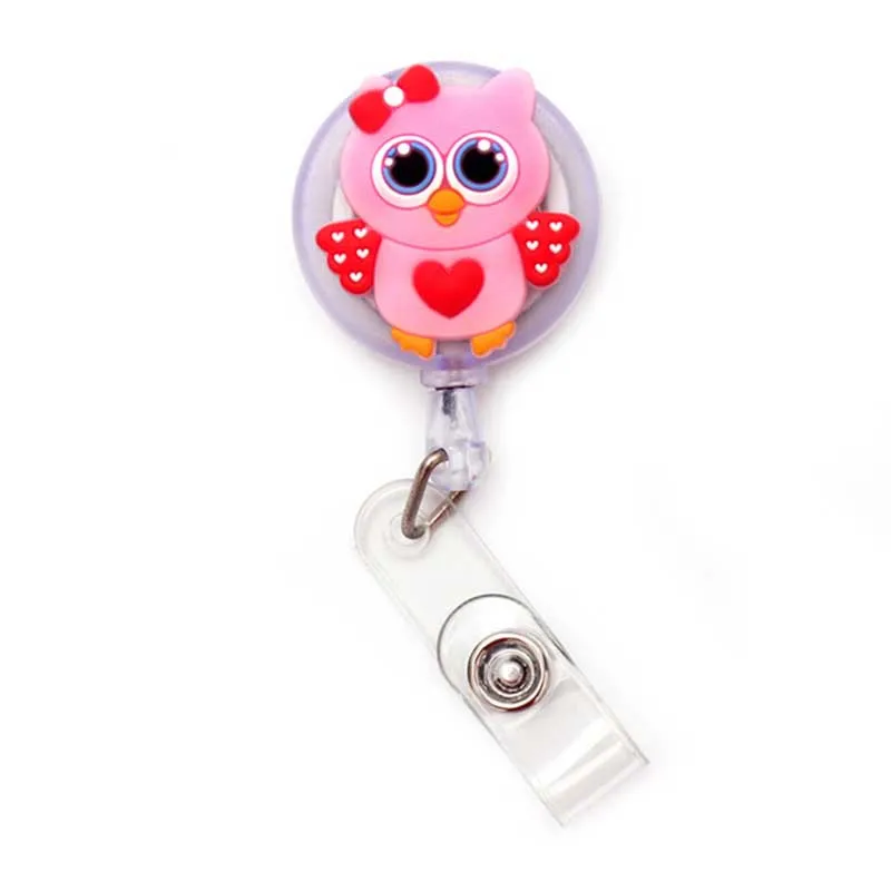 New Cute Silica Gel Owl Animals Retractable Pull Nurse Doctor Badge Reel ID Lanyard Name Tag Card Holder Reels For Gift |