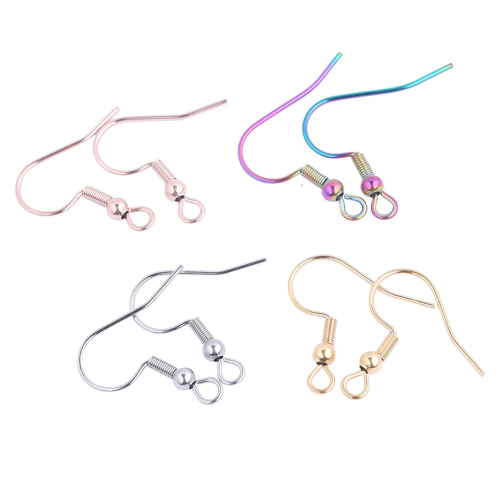 

50pcs Stainless Steel 316 Earring Hooks Hypo Allergenic For Jewelry Making Rose Gold Plated Diy Ear Wire Findings