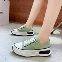 women canvas shoes ladies fashion low top sneakers platform height increasing comfy lace up womens creeper basket trainers