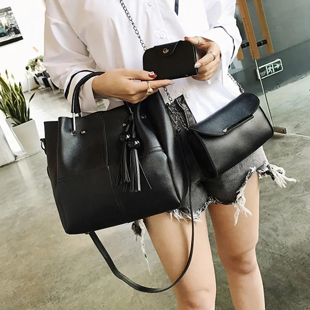 3 шт./компл. модная женская сумка с бусинами и кисточками сумки через плечо