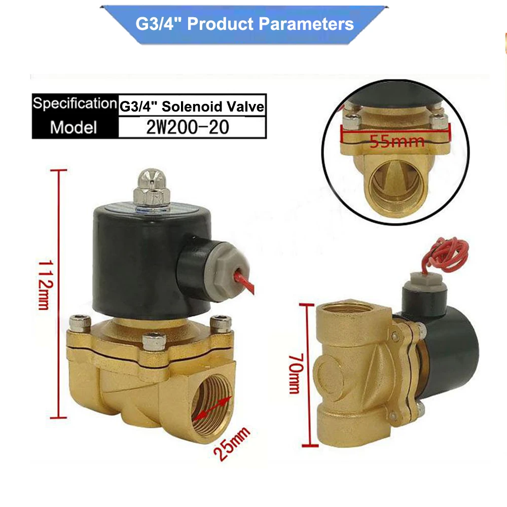 110V AC или 12V 24V DC Электрический электромагнитный клапан для воды воздуха газа, топлива N/C-1/", 1/2", 3/", 1", " G/220 V AC G1 1/2", 1 1/4"