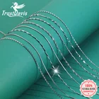 Trustdavis Подлинная кожа Серебряная водная ВОЛНА ЗМЕЯ коробка цепь для женщин 40 см45 см 0,70,8 мм цепь ожерелье DC06