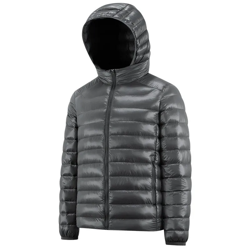 Men's Down Jacket Winter Warm Light Hooded Coat Solid Color Quilting Outwear Unisex Down Jacket Male Female Clothes