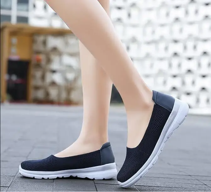 Fashion Women Mesh Flat shoes patchwork slip-on Cotton Casual shoes for woman Walking Solid color new Loafers Soft Shoes