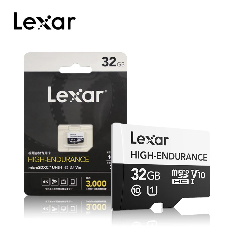 Lexar высокая выносливость Micro SD карта 32 Гб 64 Гб 128 ГБ V10 V30 SDHC SDXC C10 карта памяти Microsd карта для хранения видео