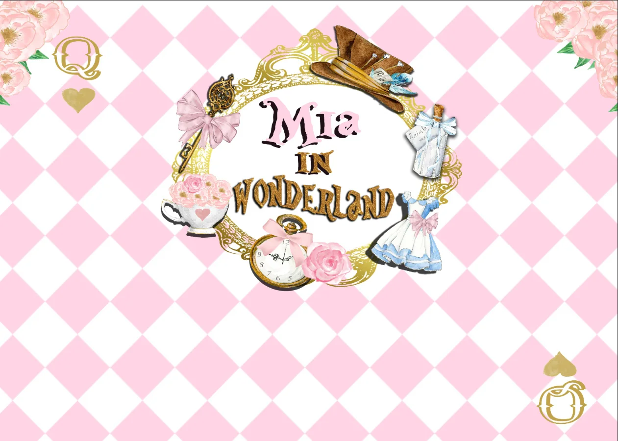 7x5FT Personalized Alice Wonderland Rabbit Rose Flowers Tea Party Custom Photo Studio Backdrop Background Vinyl 220cm x 150cm |