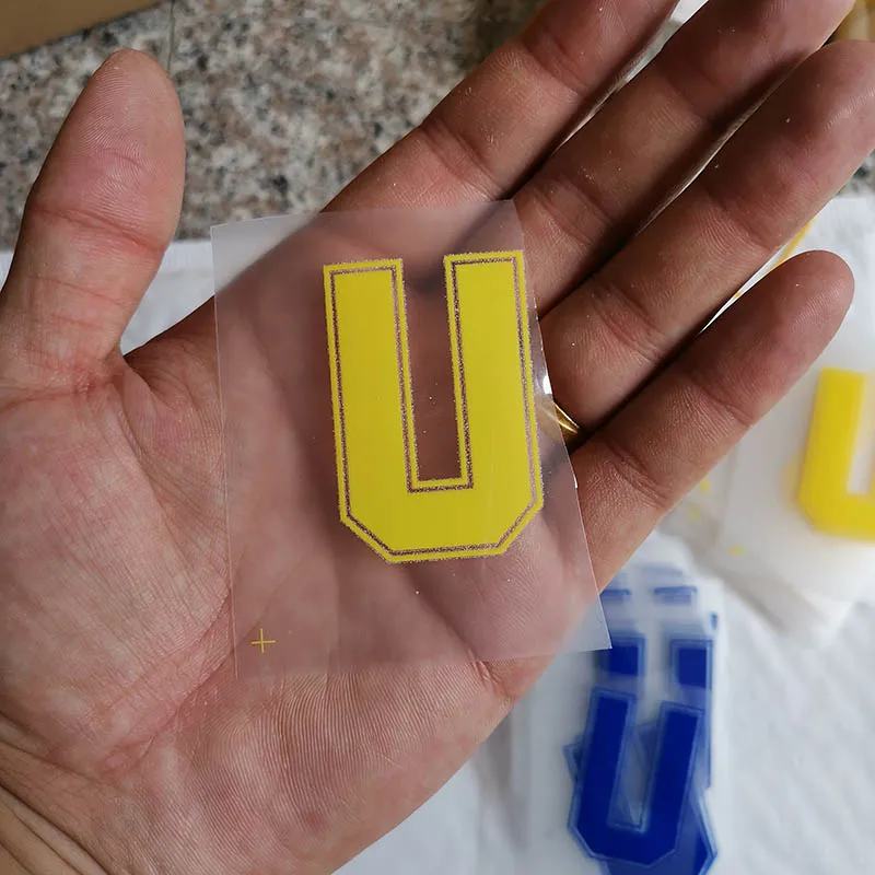 5cm-U 5 см желтый цвет буквы A-Z термонаклейки название Спортивная тканевая наклейка Горячая теплопередача DIY термоклейкие для одежды сумка обувь - Цвет: 5cm-U