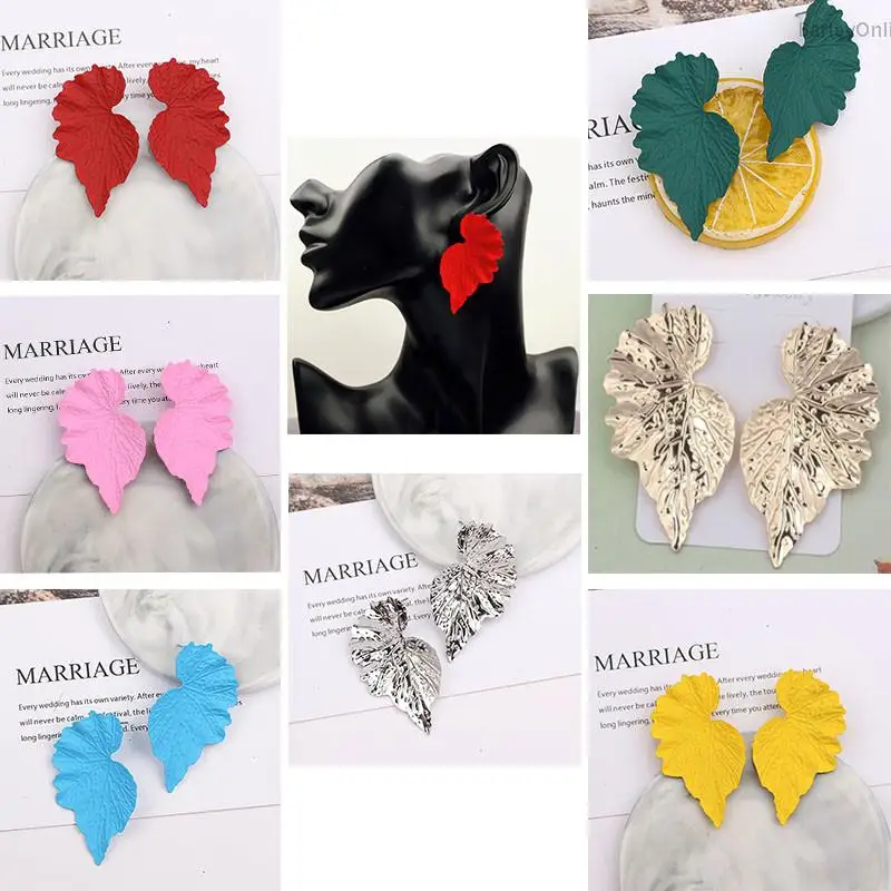 Серьги в виде металлического листа простые для женщин европейский и