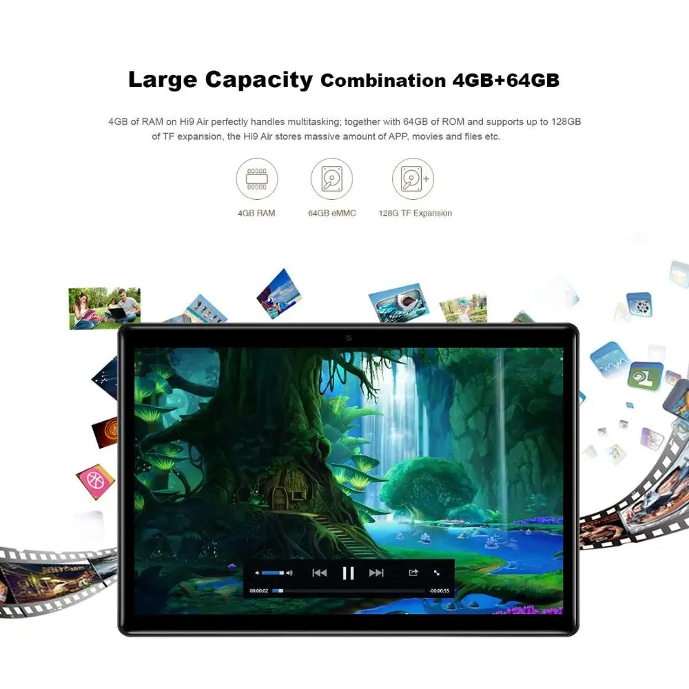 

2021 Android 9.0 OS 10.1 inch tablet Octa Core 6GB RAM 64GB 128GB ROM 1280*800 Dual SIM Cards Tablet 10.0 2.5D