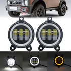 Светодиодный ные противотуманные фары, 3,5 дюйма, 30 Вт, для lada Priora, Niva, Chevrolet Gazelle DRL, белый ореол, кольцевые янтарные огни для указателей поворота, круглые черные