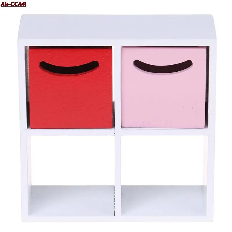 

1 комплект 1:12 мини деревянный шкаф с 4 ячейками и 2 выдвижными ящиками миниатюрная Современная внутренняя мебель для кукольного домика