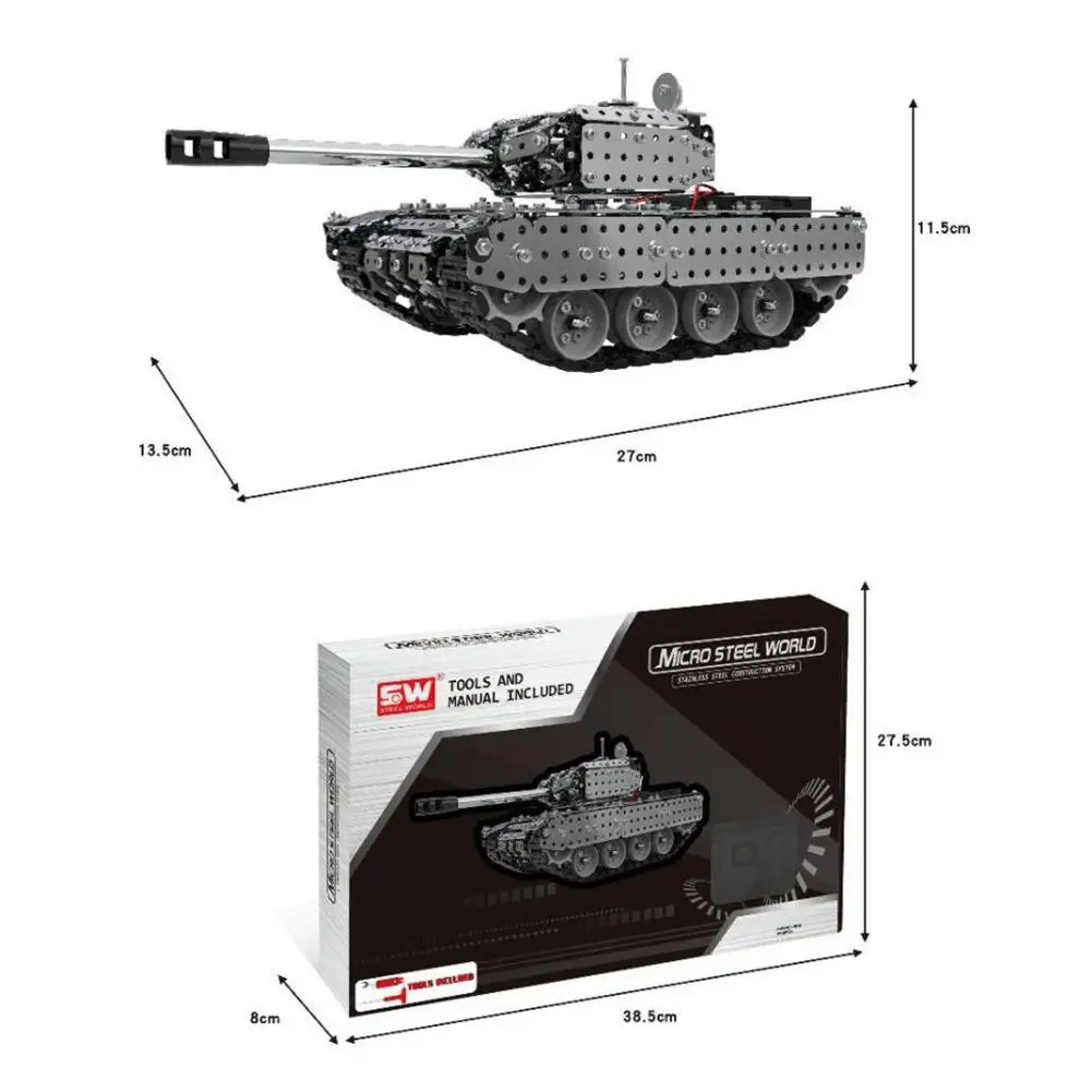 

LeadingStar Stainless Steel Assembly Remote Control Tank 952PCS Wireless Remote Control Military Model Toy