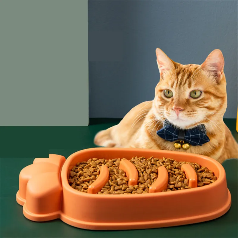 

Anti Choke Pet Feeder Useful Cat Dog Slow Down Eating Food Bowl Puppy Prevent Obesity Healthy Diet Plastic Feeding Dish Pet Bowl