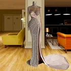 Платье-Русалка женское вечернее, с высоким разрезом и кристаллами, 2021