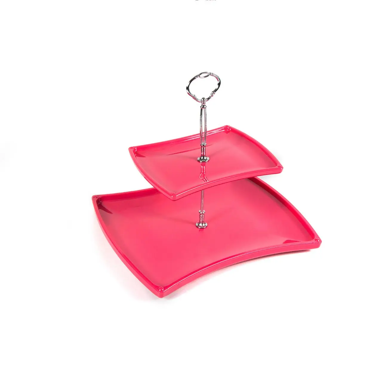 

Fuchsia Color 2 Layer Service Plate lunch box bulaklar eat bars knife