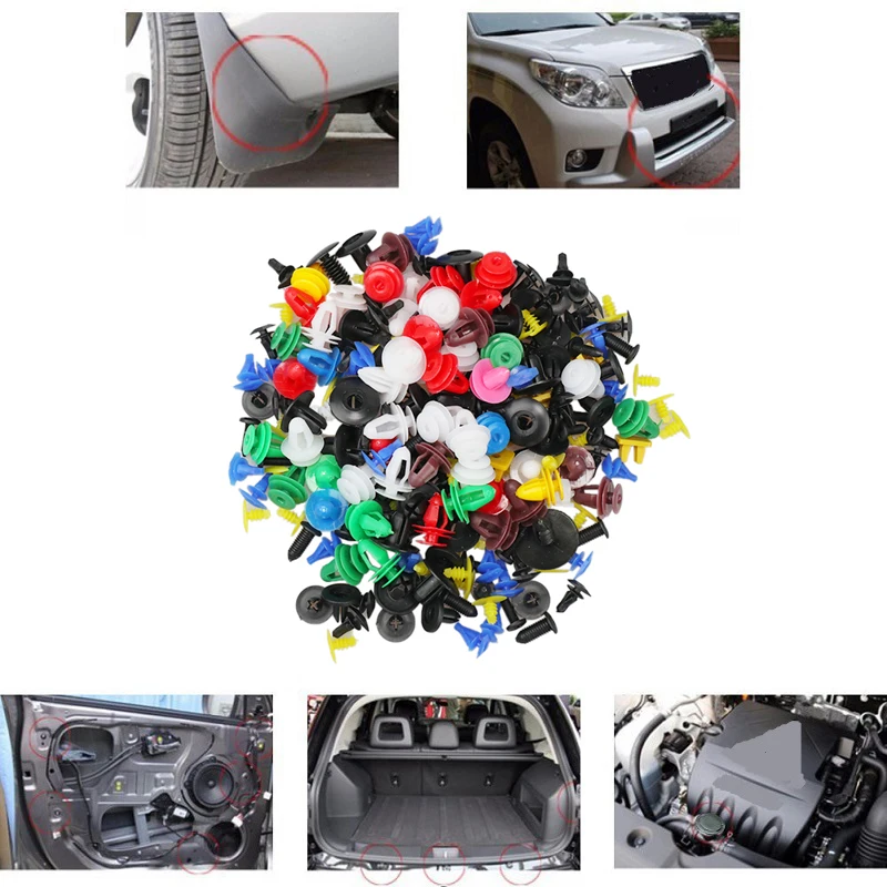 100 Pcs Mixed Fastener Car Bumper Clips Retainer Rivet for Hyundai Santa Fe 2019 2020 Carbon Fiber Trim Cup Ho | Автомобили и
