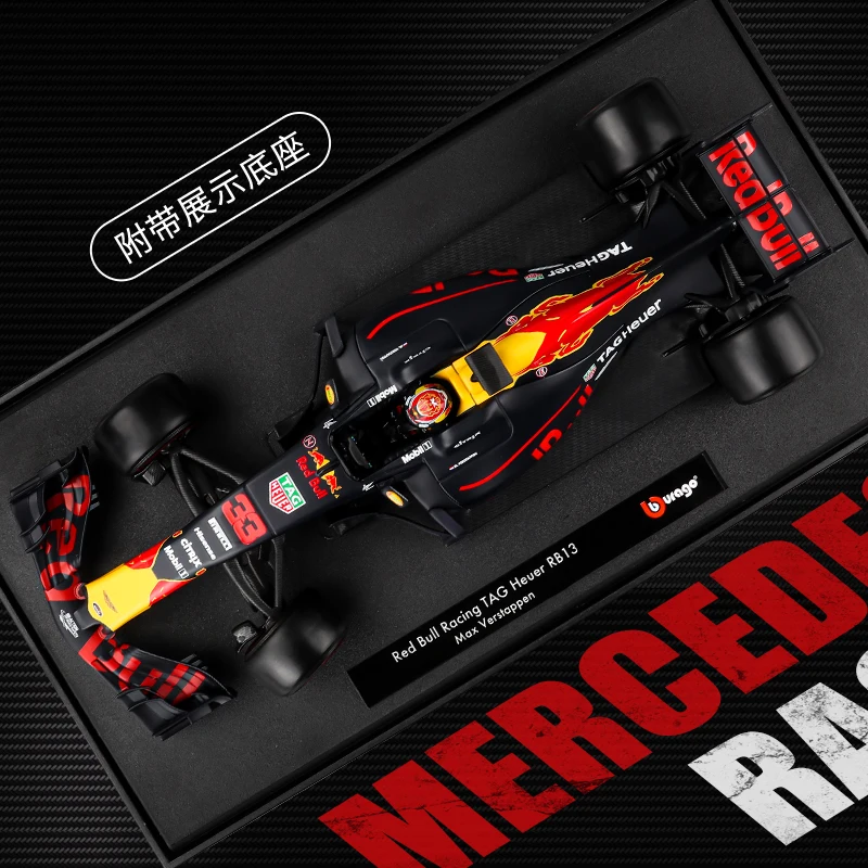 Бураго 1:18 красный BULL RB13 сплав F1 модель автомобиля литья под давлением
