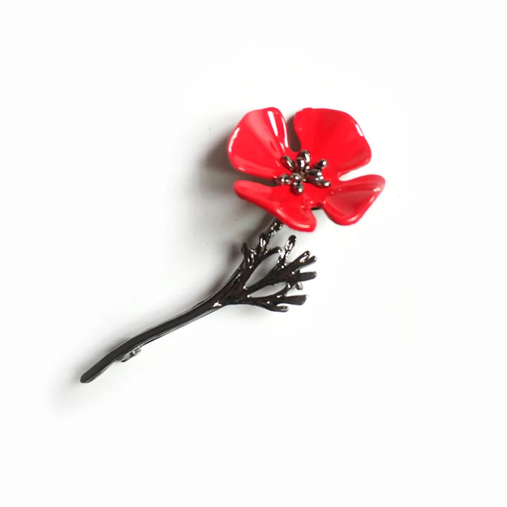 

New Jewelry Fashion Retro Creative Poppy Flower Brooch Suit Clothes Shirt Collar Pin Brooch Women Accessories