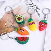 cute creative fruit series avocado strawberry keychain for men women fashion couples pvc bag pendant car key ring wholesale