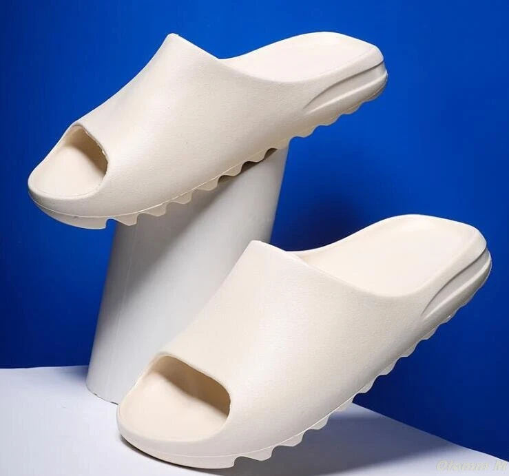 

2021 Men/women Summer Slides Breathable Cool Beach Sandals Flip Flops Fish Mouth Men Slippers Lightweight Bone White Plus