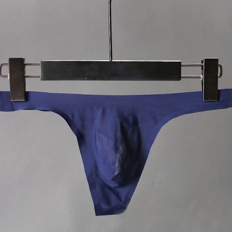 Для мужчин сексуальное женское нижнее бельё для девочек бесшовные льда шелковые трусы бикини с Штаны ультра