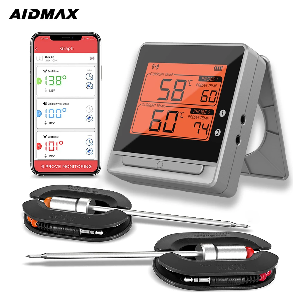 

AidMax Mini5 Digital Wireless Kitchen Thermometer For BBQ Food Cooking Oven Grill Smoker Meat With Probe And Timer