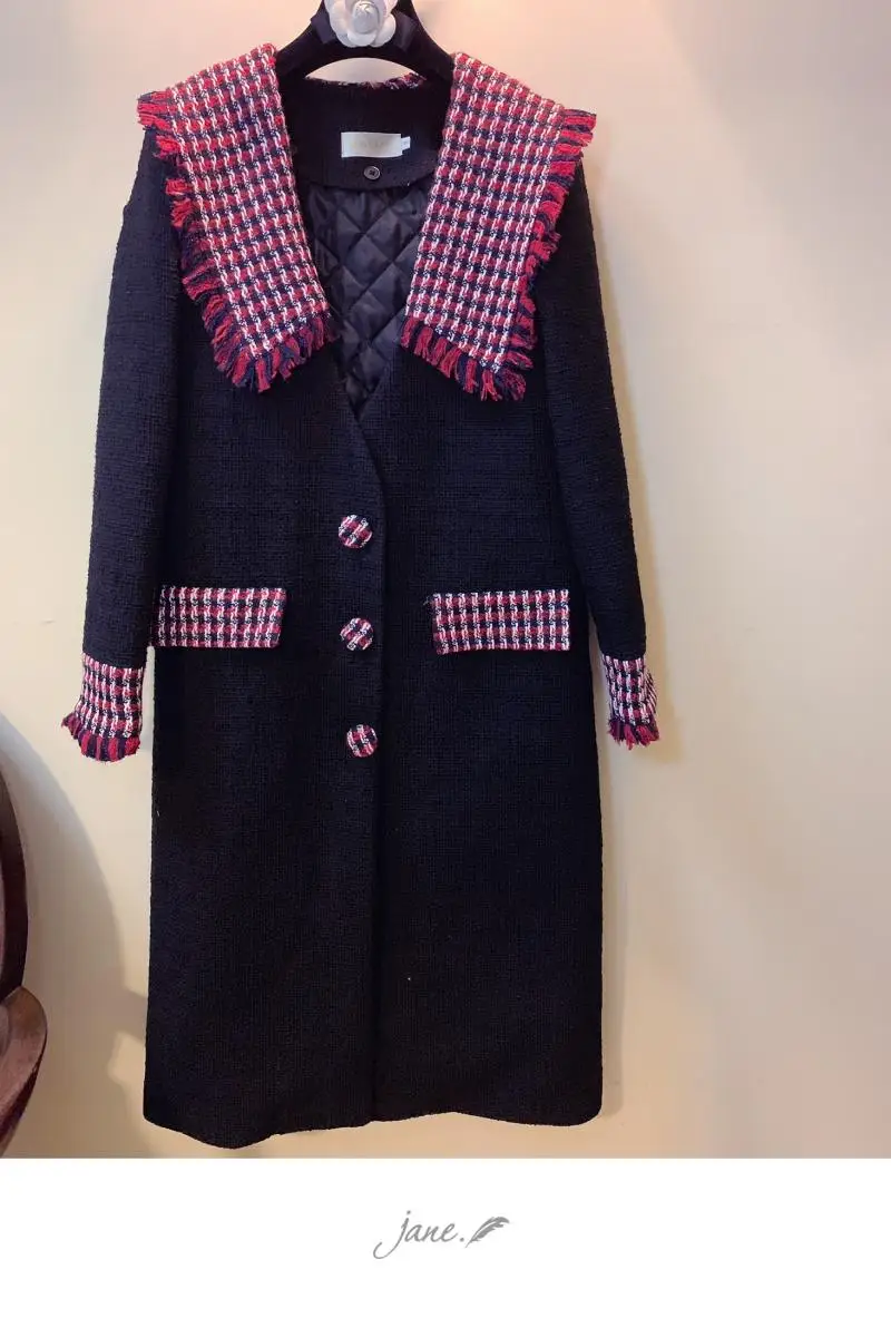 overcoat mid long New women s autumn and winter version thicker small high end wool overcoat over knee