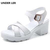 2021 summer style leather high eel sandals high heels non slip fashion buckle womens shoes