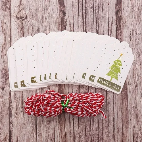 Green tree 50 шт./лот, веселое Рождество, сделай сам, уникальные подарочные бирки JOY TO WORLD, маленькая открытка, на выбор, гирлянда, сделай сам, ремесло, этикетка, вечерние, Декор, год - Цвет: Green tree