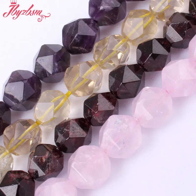 

10mm Faceted Cube Quartz Garnet Beads Natural Stone Beads For DIY Necklace Bracelets Earring Jewelry Making 15" Free Shipping