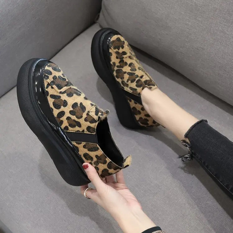 Fujin/обувь на платформе Слипоны толстой подошве Женская повседневная обувь Сезон