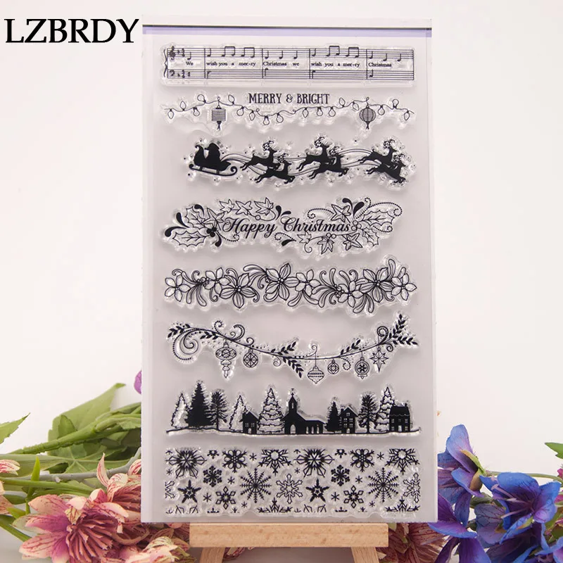 Новинка 2019 1 упаковка Рождественская елка олень снег цветок резиновые штампы для